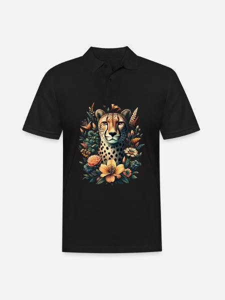 Cheetah Cheetah Flowers - Men's Polo Shirt - black
