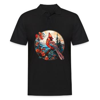 Rotkardinal Kardinal Vogel - Männer Poloshirt - Schwarz - Vorne - Kai (181cm)