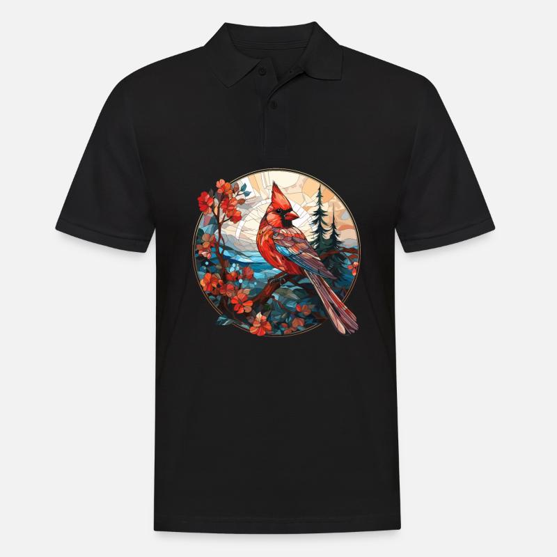Rotkardinal Kardinal Vogel - Männer Poloshirt - Schwarz