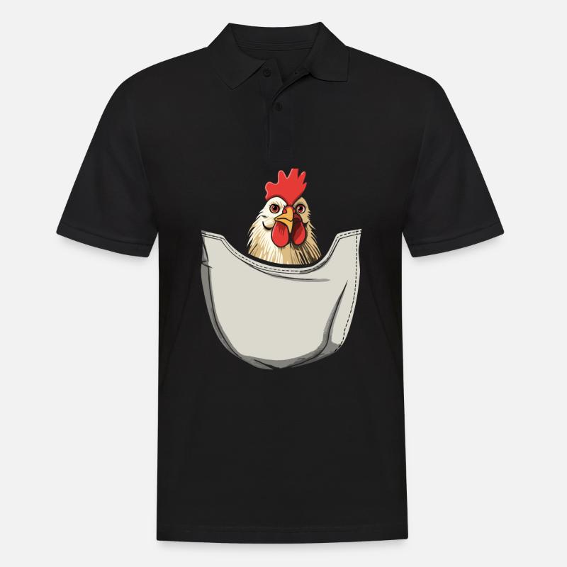 Chicken In Pocket - Männer Poloshirt - Schwarz