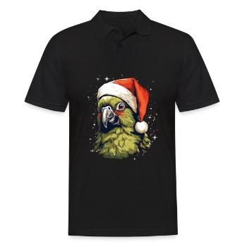 Budgie Parakeet Christmas Santa Hat - Men's Polo Shirt - black - Front - Kai (181cm)