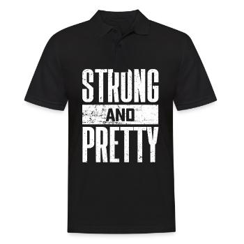 Strong and Pretty Funny Saying Fitness Gym - Men's Polo Shirt - black - Front - Kai (181cm)