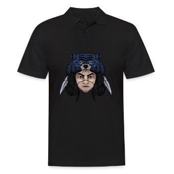 Wolf - Männer Poloshirt - Schwarz - Vorne - Kai (181cm)