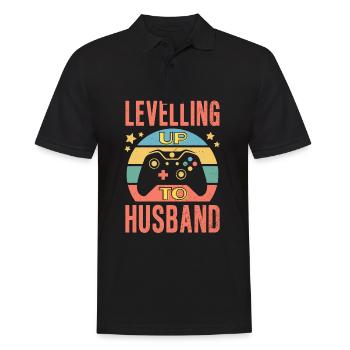Gamer Ehemann Geschenk Hochzeit Heirat Level Up - Männer Poloshirt - Schwarz - Vorne - Kai (181cm)
