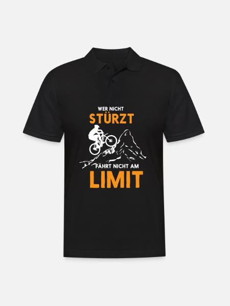 Wer nicht stürzt Mountainbike Geschenk - Männer Poloshirt - Schwarz