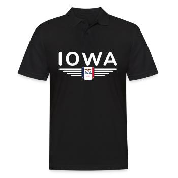 Iowa Fan T-Shirt – Dein Bundesstaat! - Männer Poloshirt - Schwarz - Vorne - Kai (181cm)