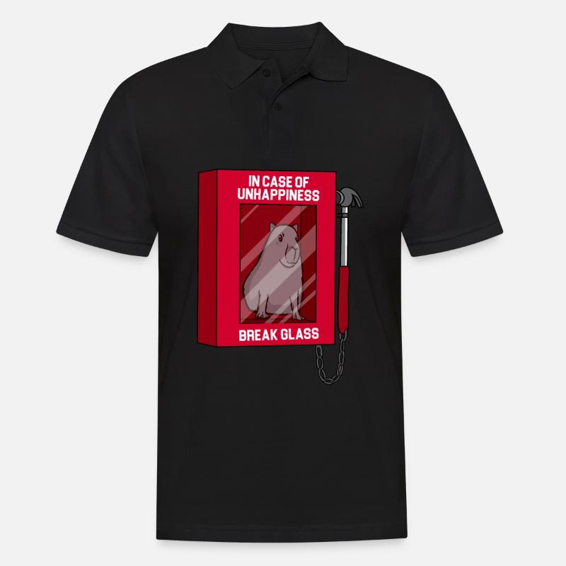 Capybara - Bei Unwohlsein Scheibe zerbrechen - Männer Poloshirt - Schwarz