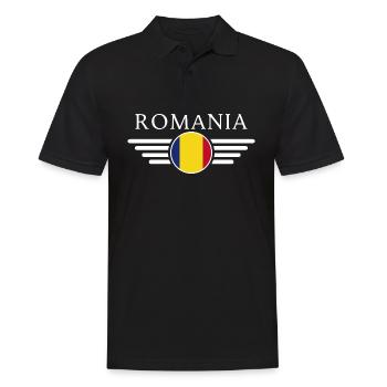 Rumänien T-Shirt: Burgen, Karpaten, Folklore - Männer Poloshirt - Schwarz - Vorne - Kai (181cm)