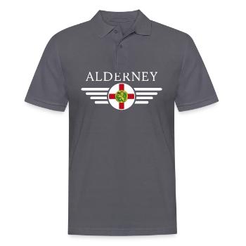 J’aime Aurigny, T-shirt design de style élégance - Polo Homme - charbon - Devant - Nico (186cm)
