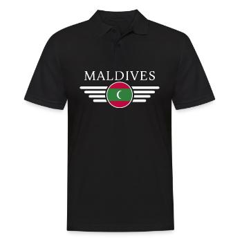 J’aime les Maldives, T-shirt design de style élégance - Polo Homme - noir - Devant - Kai (181cm)