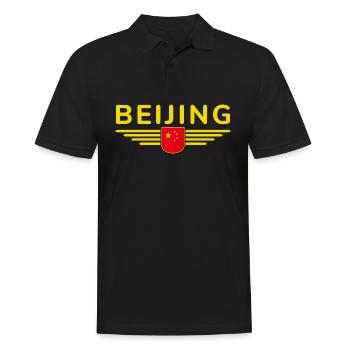 Pékin Chine Fan Design T-Shirt Tenue - Polo Homme - noir - Devant - Kai (181cm)