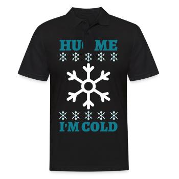 hug me i cold embrasse moi je suis froid neige - Polo Homme - noir - Devant - Kai (181cm)
