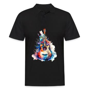Eine schöne Musik Gitarre gemalt in Wasserfarben - Männer Poloshirt - Schwarz - Vorne - Kai (181cm)