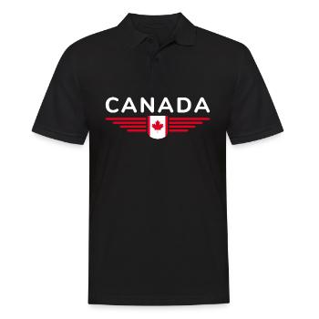 Kanada T-Shirt Outfit Design, Natur & Freiheit - Männer Poloshirt - Schwarz - Vorne - Kai (181cm)
