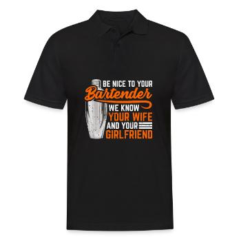 Barkeeper Barmann Bartender Geschenk - Männer Poloshirt - Schwarz - Vorne - Kai (181cm)