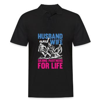 Ski Skifahrer Ehe Ehepaar Mann Frau Geschenk - Männer Poloshirt - Schwarz - Vorne - Kai (181cm)