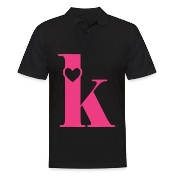 Buchstabe k Anfangsbuchstabe mit Herz - Männer Poloshirt - Schwarz - Vorne - Kai (181cm)