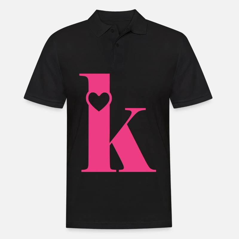 Buchstabe k Anfangsbuchstabe mit Herz - Männer Poloshirt - Schwarz