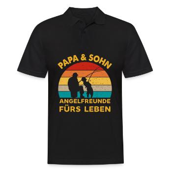 Vater und Sohn Angelfreunde fürs Leben Angler Sprü - Männer Poloshirt - Schwarz - Vorne - Kai (181cm)
