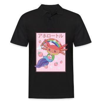 Kawaii Axolotl Erdbeermilch Gay Pride - Männer Poloshirt - Schwarz - Vorne - Kai (181cm)