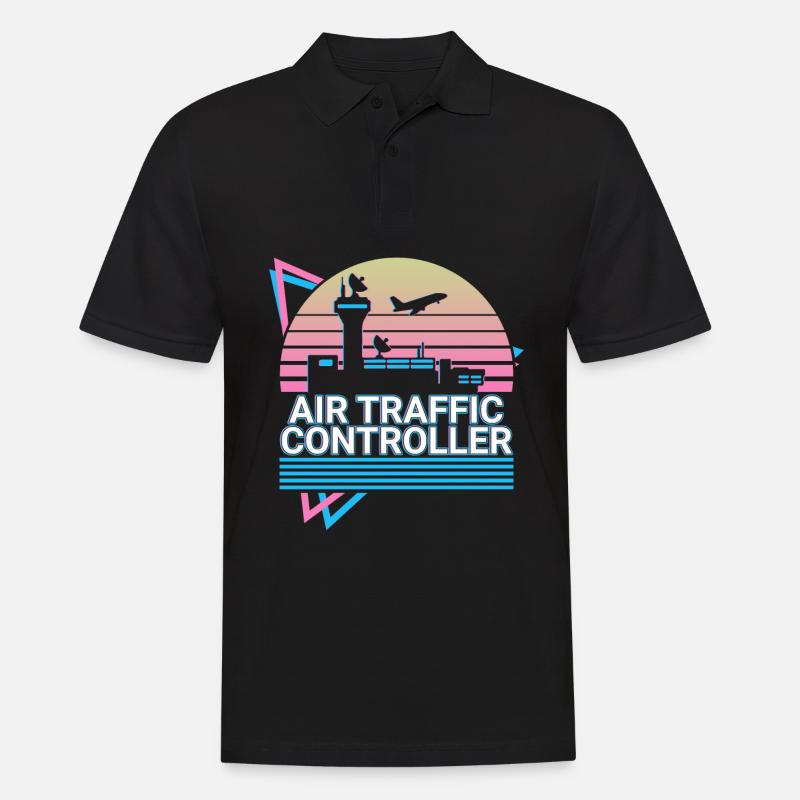 Contrôleur de la circulation aérienne ATC Flight Control Retro - Polo Homme - noir