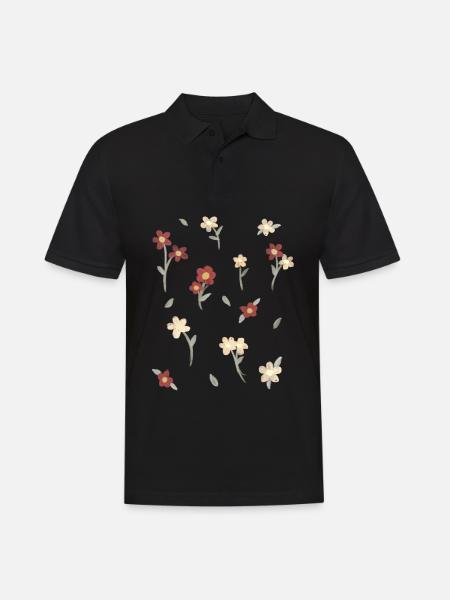 Coquette Aesthetic Pink Watercolor Flowers - Männer Poloshirt - Schwarz
