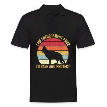 Policier Chien Police Vintage - Polo Homme - noir - Devant - Kai (181cm)