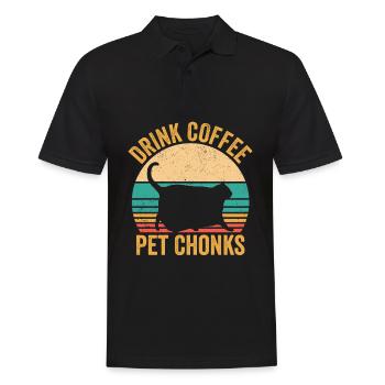 Chonk Meme Cat Drink Coffee Pet Chonks - Men's Polo Shirt - black - Front - Kai (181cm)