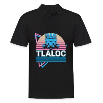 Tlaloc Aztekischer Gott des Regens Retro - Männer Poloshirt - Schwarz - Vorne - Kai (181cm)
