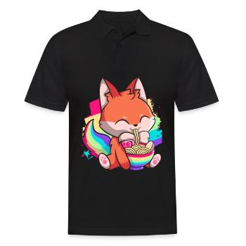 Kawaii Fox Japanese Ramen Noodles Rainbow Nied - Men's Polo Shirt - black - Front - Kai (181cm)