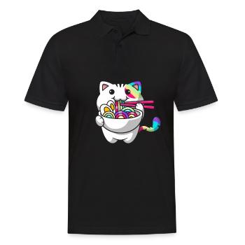 Kawaii Katze Japanische Ramen Nudeln Regenbogen Ni - Männer Poloshirt - Schwarz - Vorne - Kai (181cm)