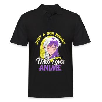 Nicht-binäres Anime-Mädchen Nur ein nicht-binäres, - Männer Poloshirt - Schwarz - Vorne - Kai (181cm)