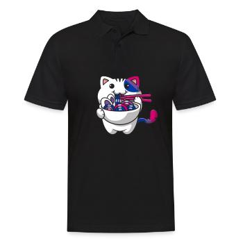 Bisexual Pride Bi Kawaii Cat Ramen Noodles Bisex - Polo Homme - noir - Devant - Kai (181cm)