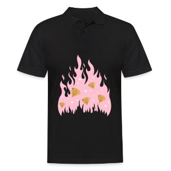 New Money Aesthetic Fire Flame Diamond - Polo Homme - noir - Devant - Kai (181cm)