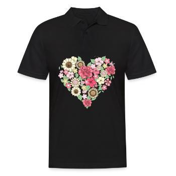 Bloomcore Esthétique Flower Heart Cottagecore - Polo Homme - noir - Devant - Kai (181cm)