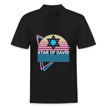 Étoile de David Rétro Juif - Polo Homme - noir - Devant - Kai (181cm)