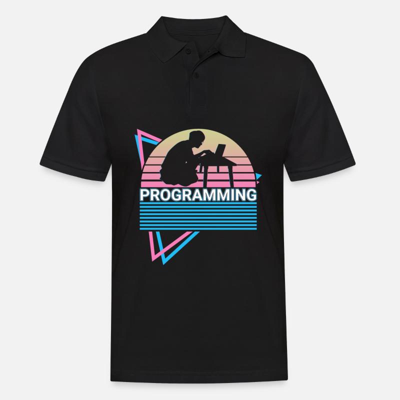 Programmierung Programmierer Retro - Männer Poloshirt - Schwarz