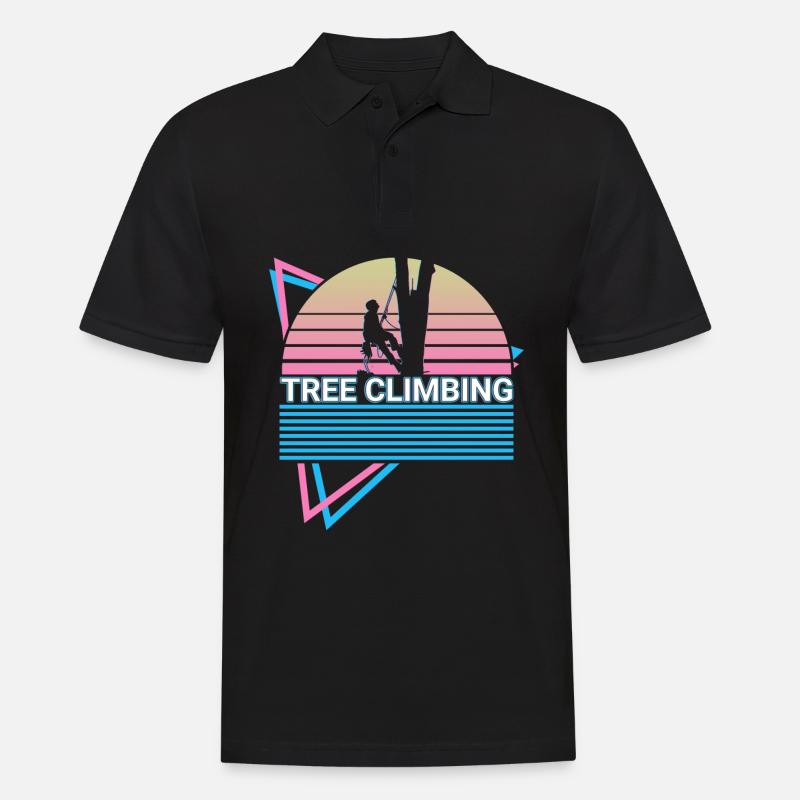 Baumklettern Baumkletterer Retro - Männer Poloshirt - Schwarz