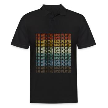 Ich bin mit dem Bassisten Bassist Gitarrist - Männer Poloshirt - Schwarz - Vorne - Kai (181cm)