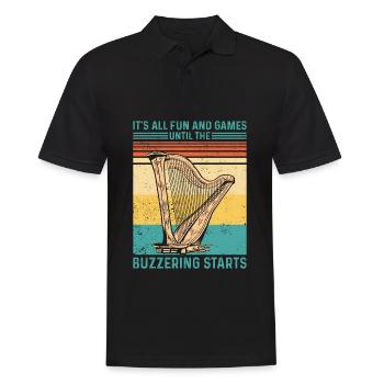 Harfenspieler Harfenist Retro - Männer Poloshirt - Schwarz - Vorne - Kai (181cm)