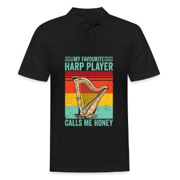Harfenspieler Harfenist Retro - Männer Poloshirt - Schwarz - Vorne - Kai (181cm)