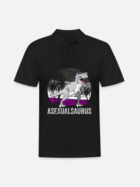 Asexuelle Stolz Ace Flagge Dinosaurier Trex LGBTQ - Männer Poloshirt - Schwarz