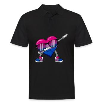 Bi Stolz Bisexuell Flagge Valentinstag Herz - Männer Poloshirt - Schwarz - Vorne - Kai (181cm)