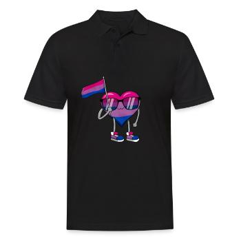 Bi Pride Bisexual Flag Heart Subtle LGBTQ - Men's Polo Shirt - black - Front - Kai (181cm)