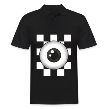 Weirdcore Aesthetic Black White Eyeball Checkered - Men's Polo Shirt - black - Front - Kai (181cm)