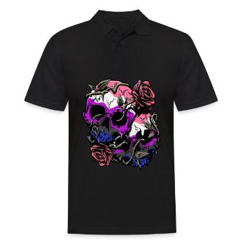 Genre Fluid Fierté Drapeau Crâne Roses Subtil LGB - Polo Homme - noir - Devant - Kai (181cm)