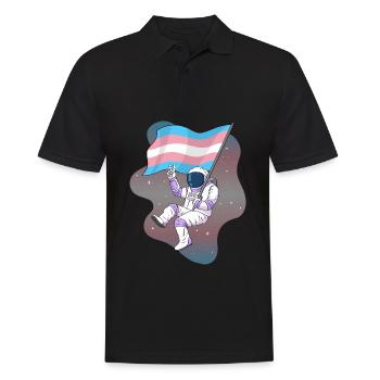 Transgender Pride Trans Flag Space Astronaut - Men's Polo Shirt - black - Front - Kai (181cm)