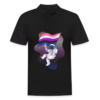 Genre Fluid Pride Flag Space Astronaut Subtil - Polo Homme - noir - Devant - Kai (181cm)