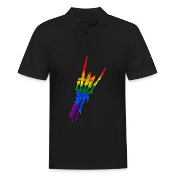 Gay Pride Rainbow Flag Devil Horn Ske - Polo Homme - noir - Devant - Kai (181cm)