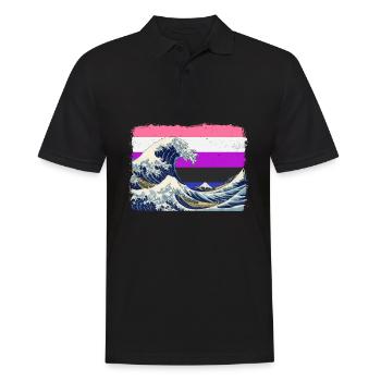 Gender Fluid Pride Flag Big Wave off Kanagawa - Men's Polo Shirt - black - Front - Kai (181cm)